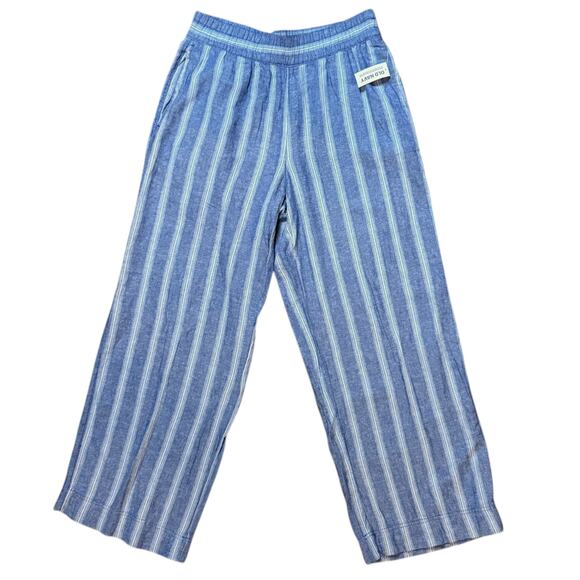 NWT Old Navy Womens High-Waisted Linen-Blend Wide-Leg Pants Striped BOHO Size M - Picture 2 of 8